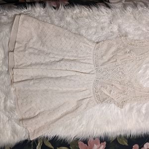 Free People Cream Lace and Crochet Mini Dress